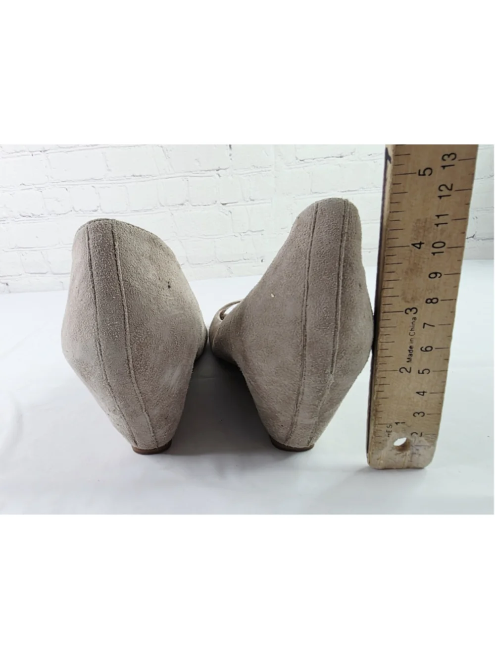 Shoe Box New York Taupe Peep Toe Wedge Women's Size 11 B